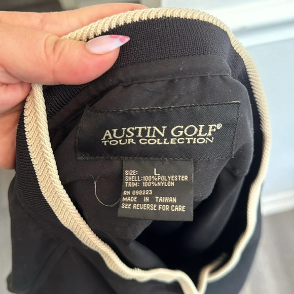 Black Austin Golf Tour Collection Pullover Windbreaker Sweater Size Large - Picture 7 of 7